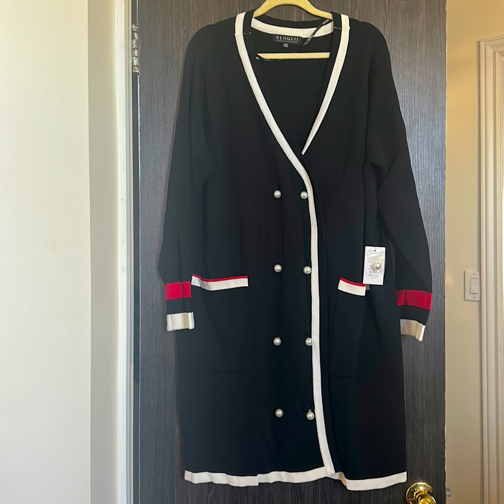 Plus Size cardigan dress with pearl details